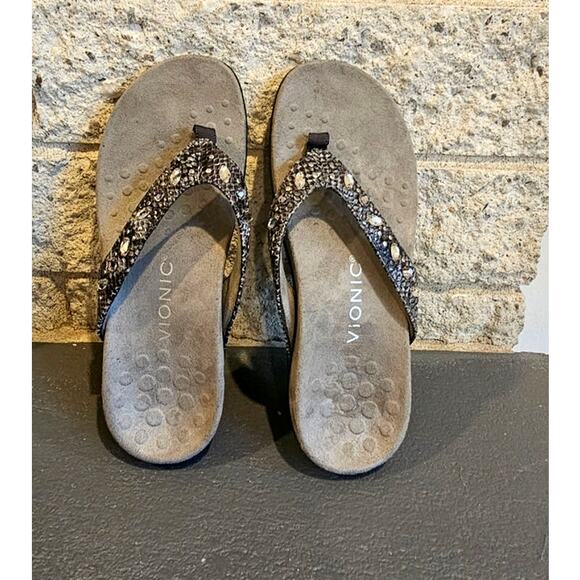 Vionic Lucia Toe Post Sandal Slate Grey Snake Flipflops Sandals, Womens Sz 6 - Picture 5 of 7